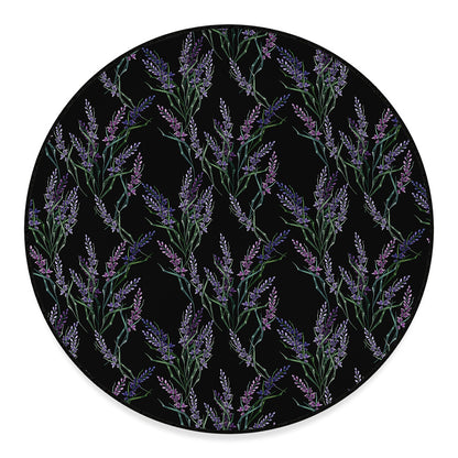 Embroidery Lavender Pattern Print Round Floor Mat