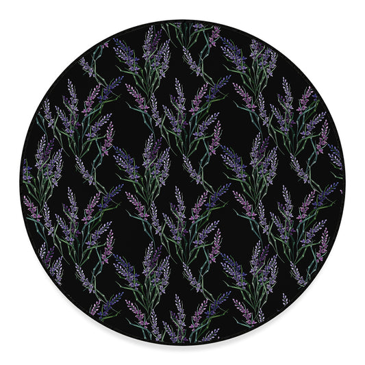 Embroidery Lavender Pattern Print Round Floor Mat
