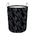Embroidery Lavender Pattern Print Round Laundry Basket