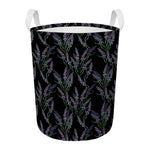 Embroidery Lavender Pattern Print Round Laundry Basket