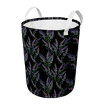 Embroidery Lavender Pattern Print Round Laundry Basket