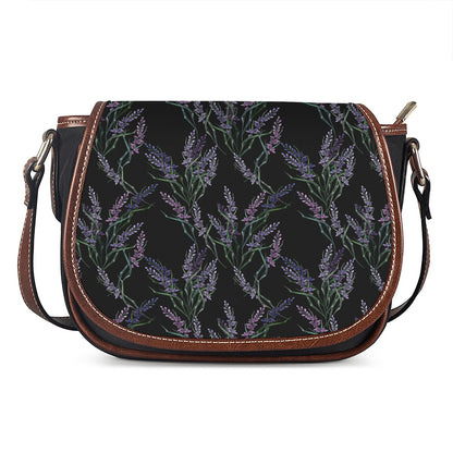 Embroidery Lavender Pattern Print Saddle Bag