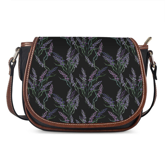 Embroidery Lavender Pattern Print Saddle Bag