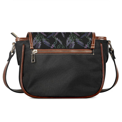 Embroidery Lavender Pattern Print Saddle Bag