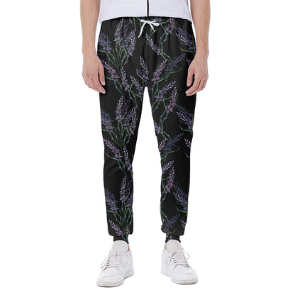 Embroidery Lavender Pattern Print Scuba Joggers