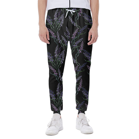Embroidery Lavender Pattern Print Scuba Joggers