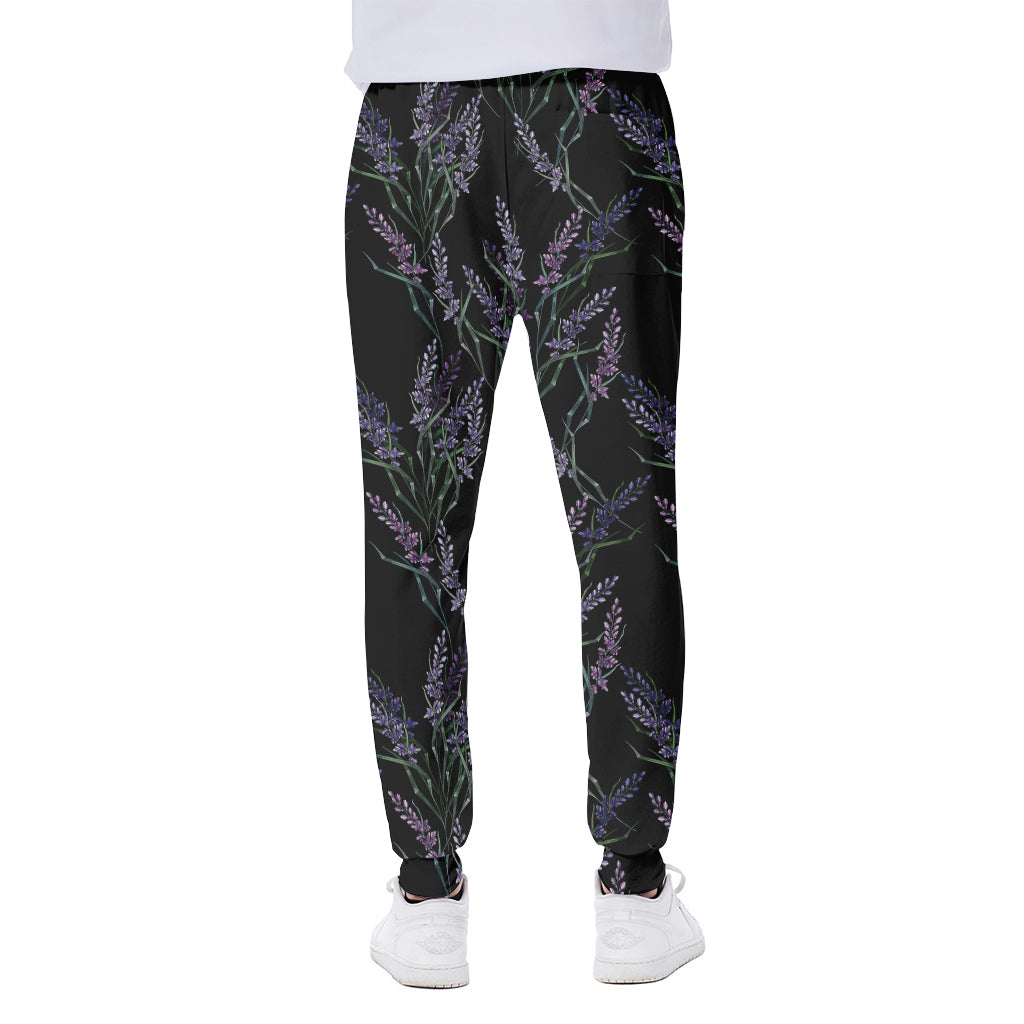 Embroidery Lavender Pattern Print Scuba Joggers