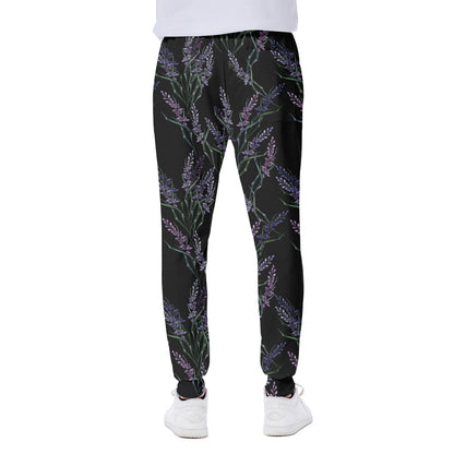 Embroidery Lavender Pattern Print Scuba Joggers