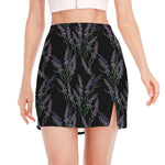 Embroidery Lavender Pattern Print Side Slit Mini Skirt