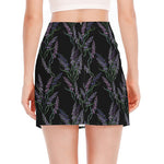 Embroidery Lavender Pattern Print Side Slit Mini Skirt