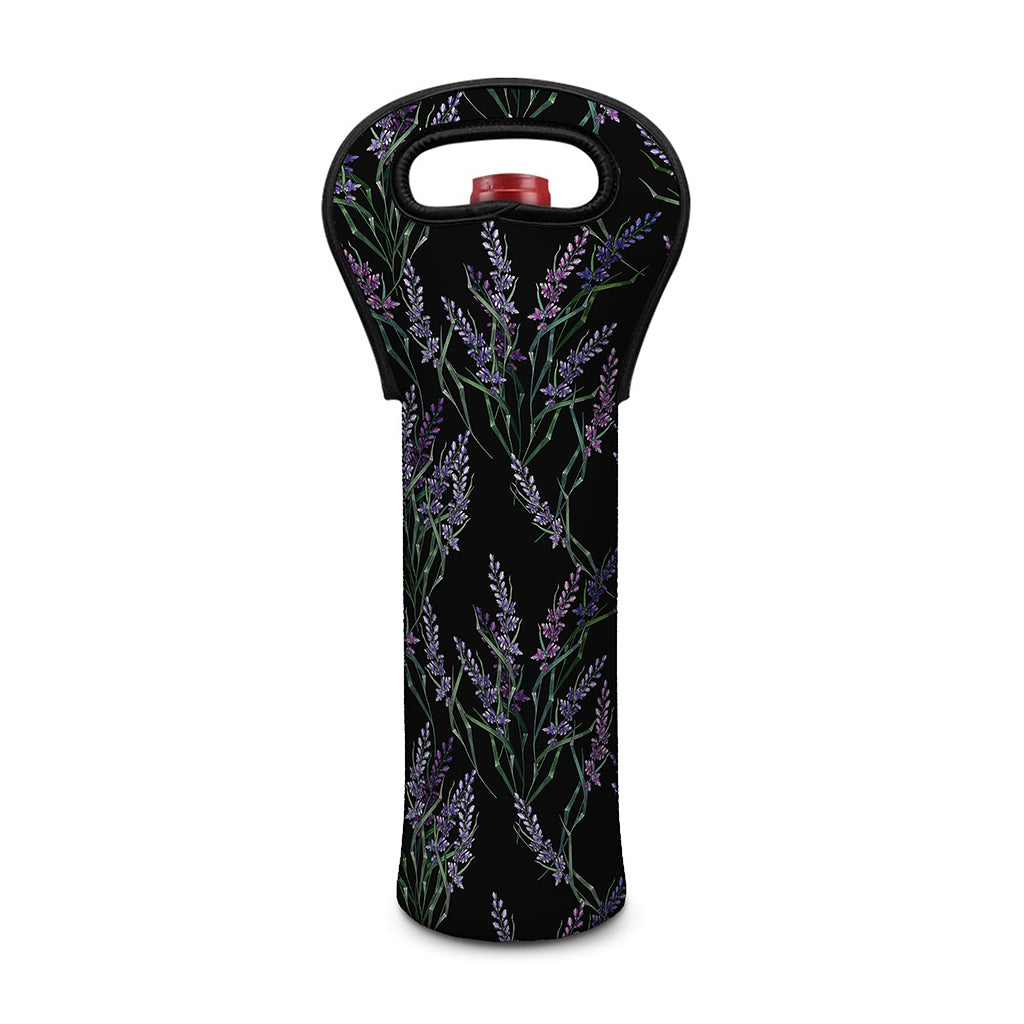 Embroidery Lavender Pattern Print Single Neoprene Wine Tote