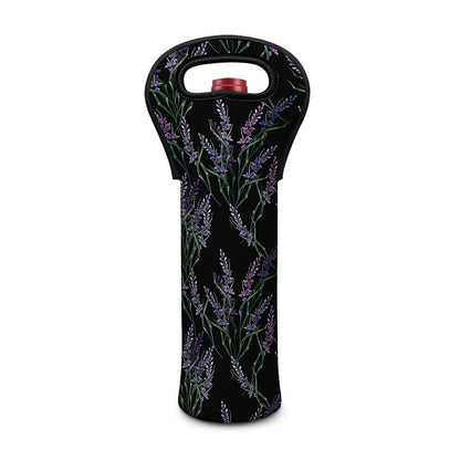 Embroidery Lavender Pattern Print Single Neoprene Wine Tote