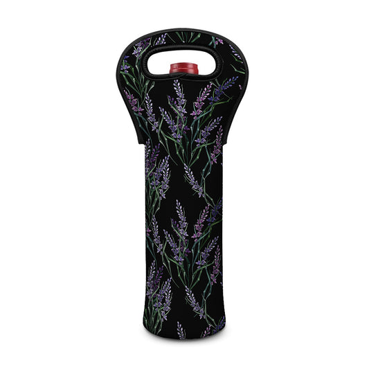 Embroidery Lavender Pattern Print Single Neoprene Wine Tote
