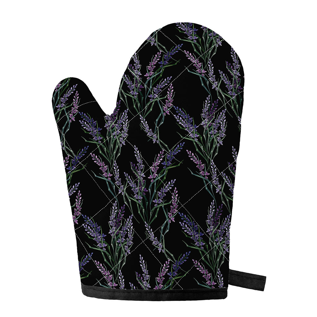 Embroidery Lavender Pattern Print Single Oven Mitt
