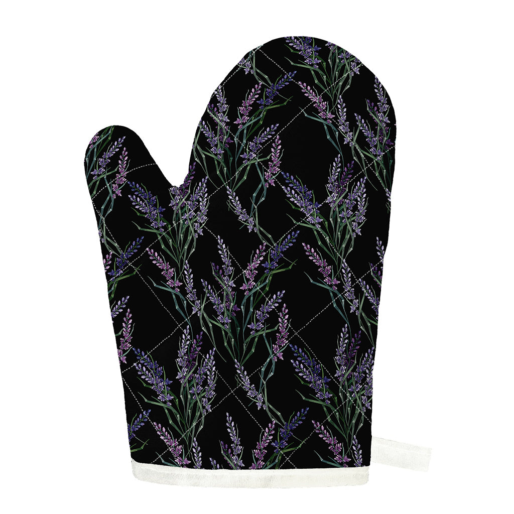 Embroidery Lavender Pattern Print Single Oven Mitt