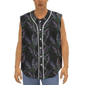 Embroidery Lavender Pattern Print Sleeveless Baseball Jersey