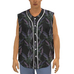 Embroidery Lavender Pattern Print Sleeveless Baseball Jersey