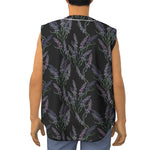 Embroidery Lavender Pattern Print Sleeveless Baseball Jersey