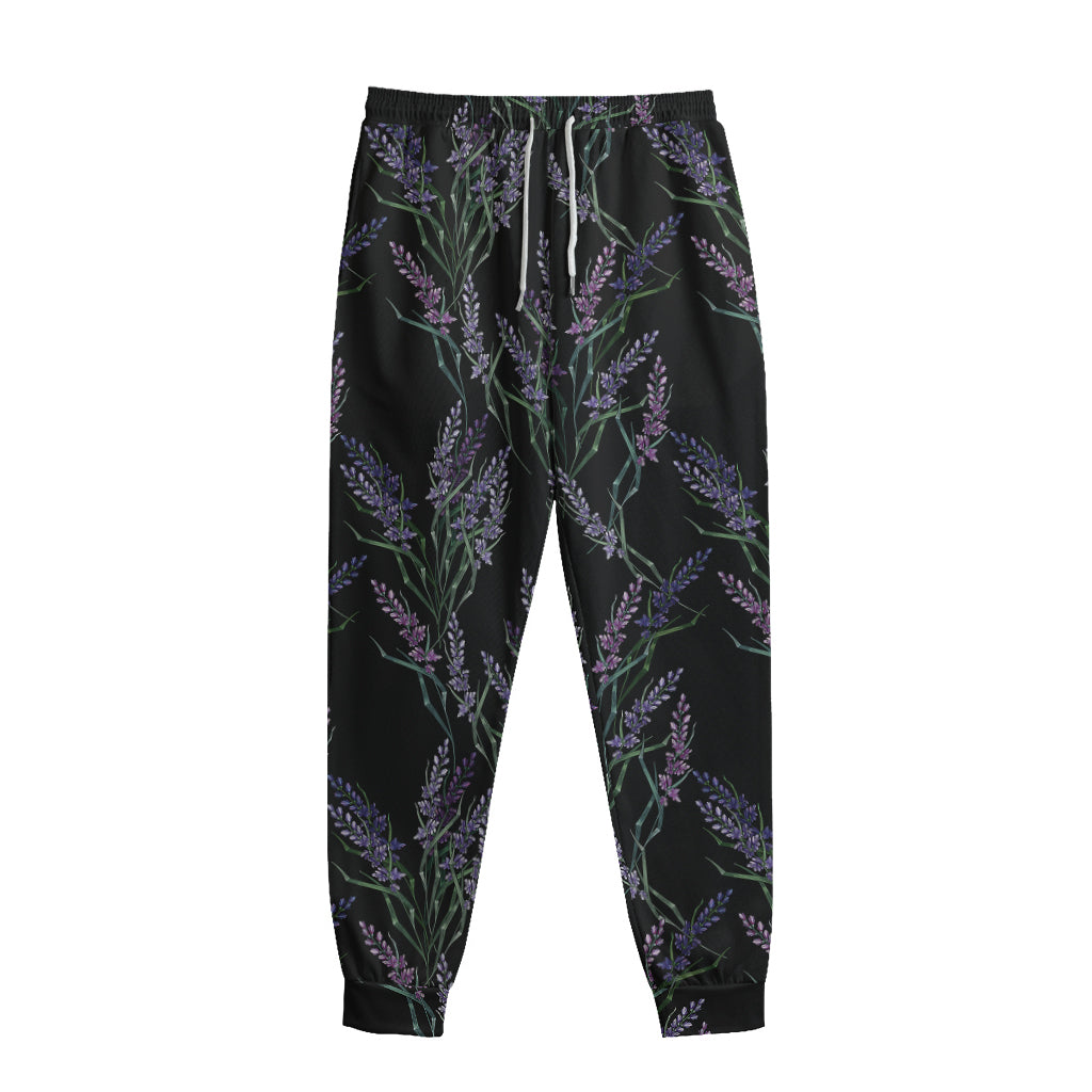 Embroidery Lavender Pattern Print Sweatpants