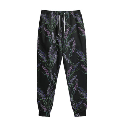 Embroidery Lavender Pattern Print Sweatpants
