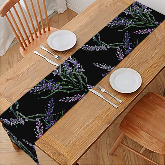 Embroidery Lavender Pattern Print Table Runner