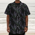 Embroidery Lavender Pattern Print Textured Short Sleeve Shirt