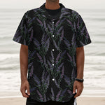 Embroidery Lavender Pattern Print Textured Short Sleeve Shirt