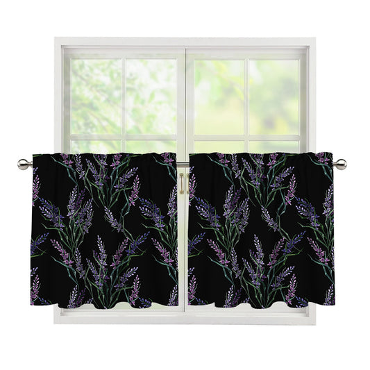 Embroidery Lavender Pattern Print Tier Curtains