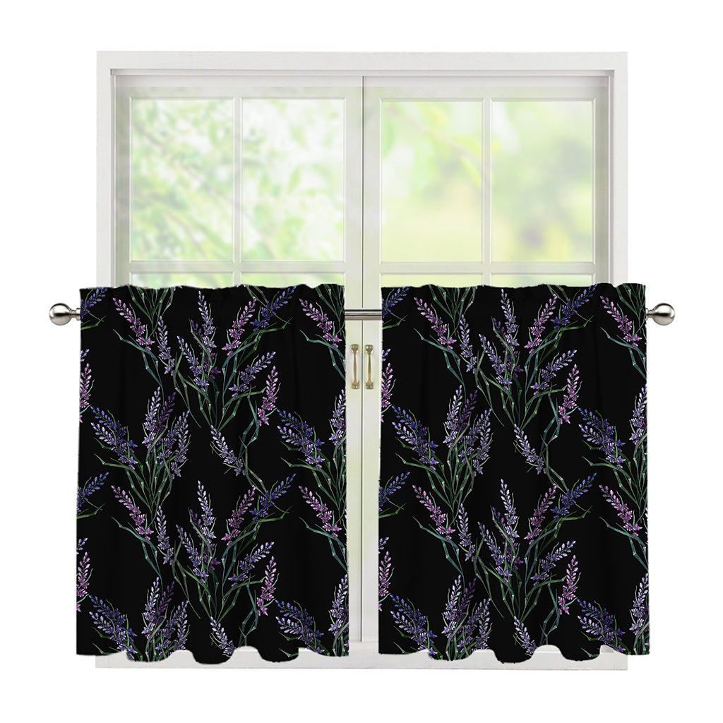 Embroidery Lavender Pattern Print Tier Curtains