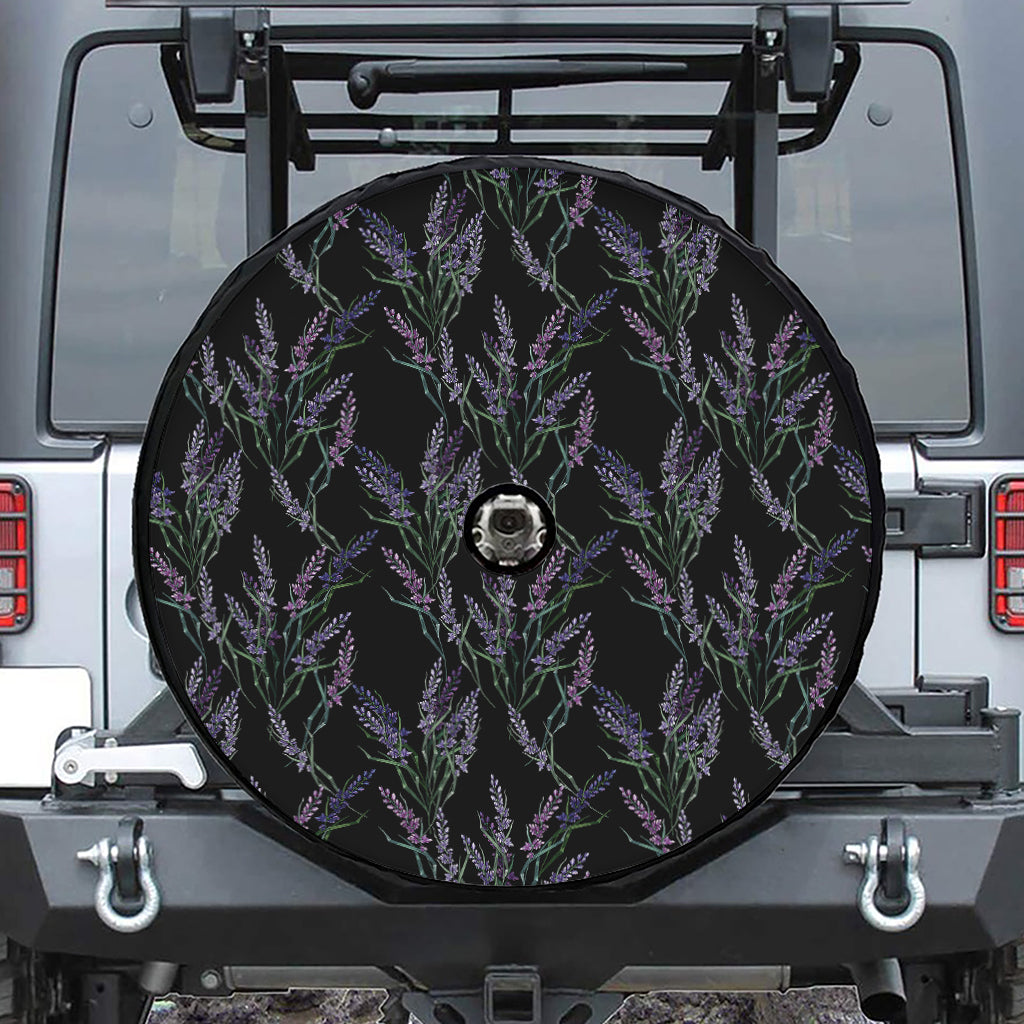 Embroidery Lavender Pattern Print Tire Cover With Camera Hole
