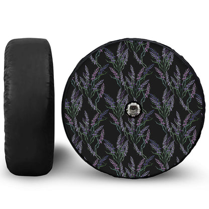 Embroidery Lavender Pattern Print Tire Cover With Camera Hole