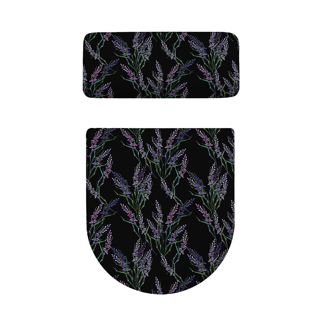 Embroidery Lavender Pattern Print Toilet Lid And Tank Cover Set