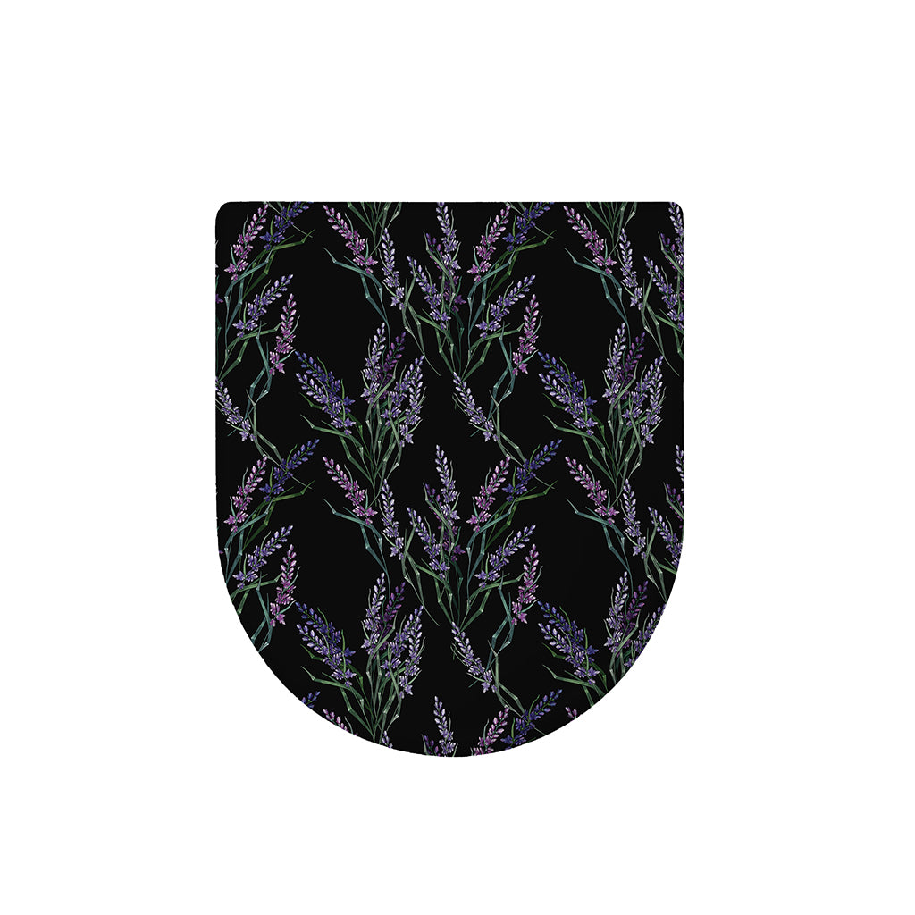 Embroidery Lavender Pattern Print Toilet Lid Cover