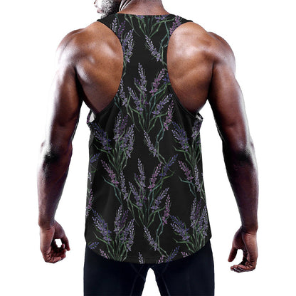 Embroidery Lavender Pattern Print Training Tank Top