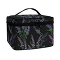 Embroidery Lavender Pattern Print Travel Makeup Bag