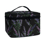 Embroidery Lavender Pattern Print Travel Makeup Bag