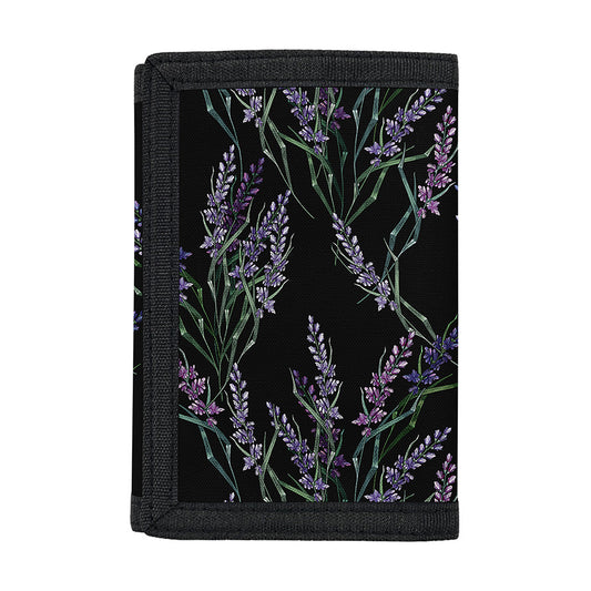 Embroidery Lavender Pattern Print Trifold Wallet