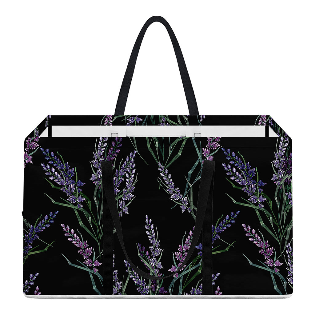 Embroidery Lavender Pattern Print Utility Tote Bag