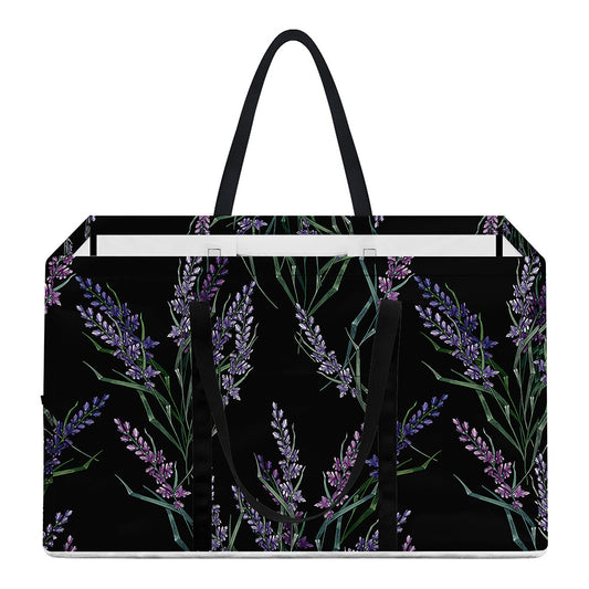 Embroidery Lavender Pattern Print Utility Tote Bag