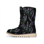 Embroidery Lavender Pattern Print Winter Boots
