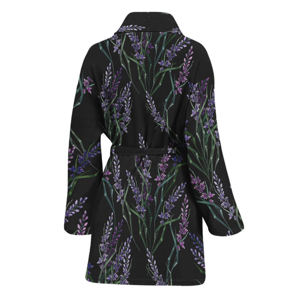 Embroidery Lavender Pattern Print Women's Bathrobe