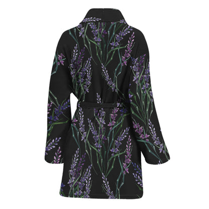 Embroidery Lavender Pattern Print Women's Bathrobe