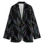 Embroidery Lavender Pattern Print Women's Blazer
