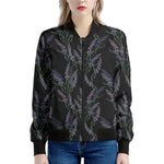 Embroidery Lavender Pattern Print Women's Bomber Jacket