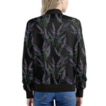 Embroidery Lavender Pattern Print Women's Bomber Jacket