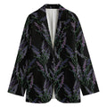 Embroidery Lavender Pattern Print Women's Cotton Blazer
