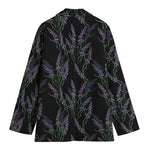 Embroidery Lavender Pattern Print Women's Cotton Blazer