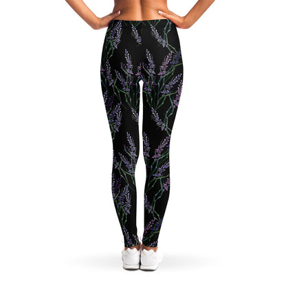 Embroidery Lavender Pattern Print Women's Leggings