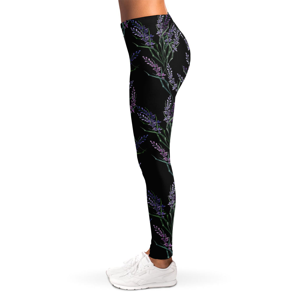 Embroidery Lavender Pattern Print Women's Leggings
