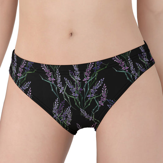 Embroidery Lavender Pattern Print Women's Panties
